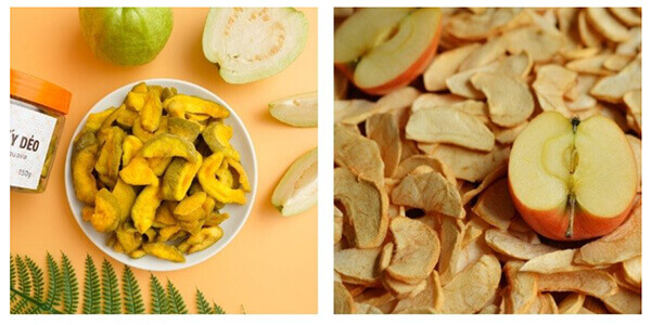 trái cây sấy dẻo và trái cây sấy khô ăn nổi mụn
